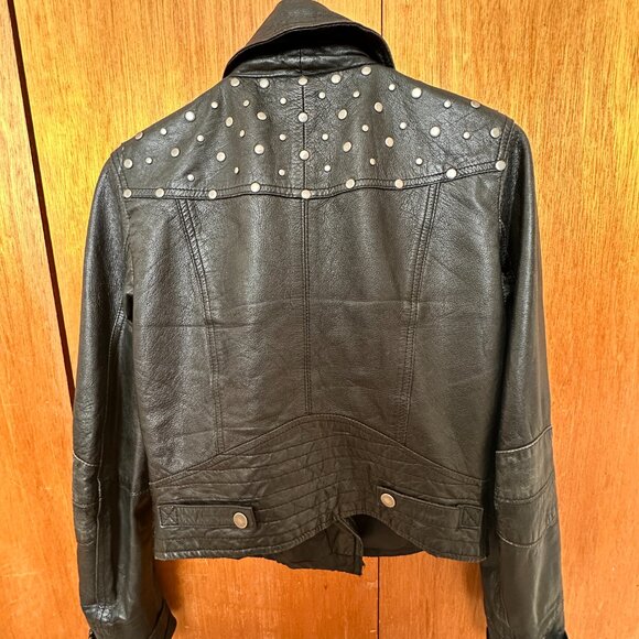 Zara TRF Leather Collection studded leather moto jacket. Size M EUR - Picture 7 of 9